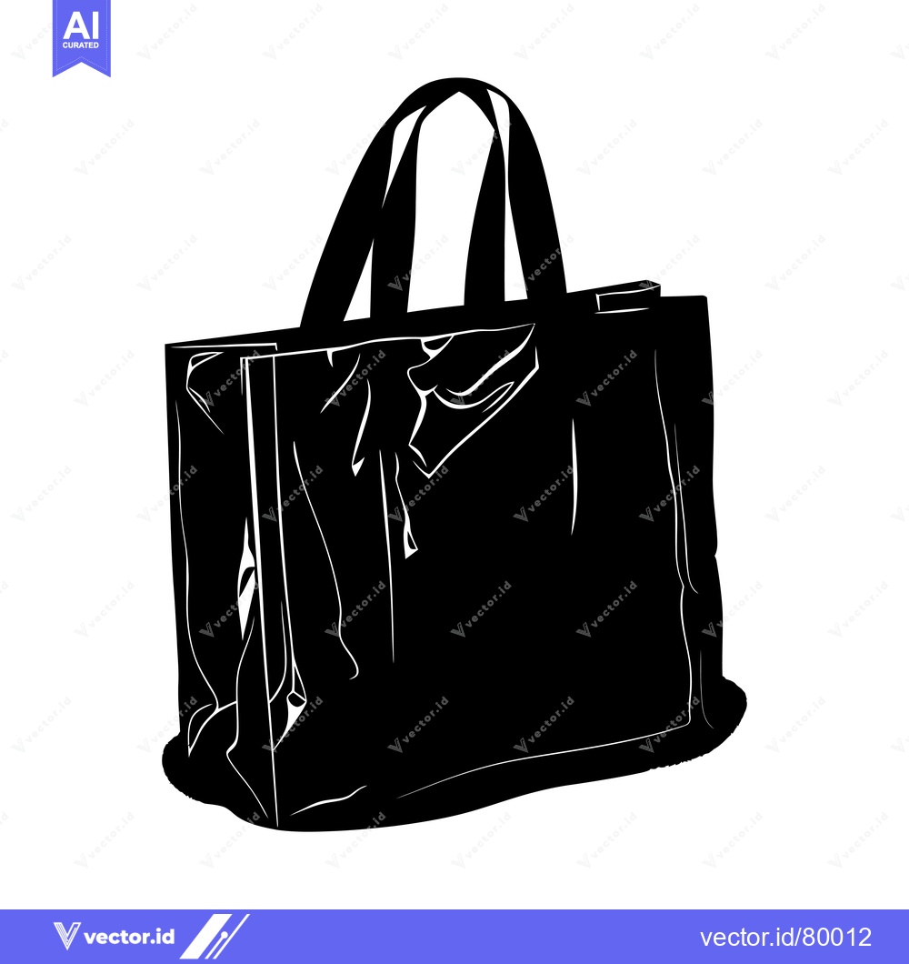 Premium Vector of Black and White Silhouette of a Tote Bag