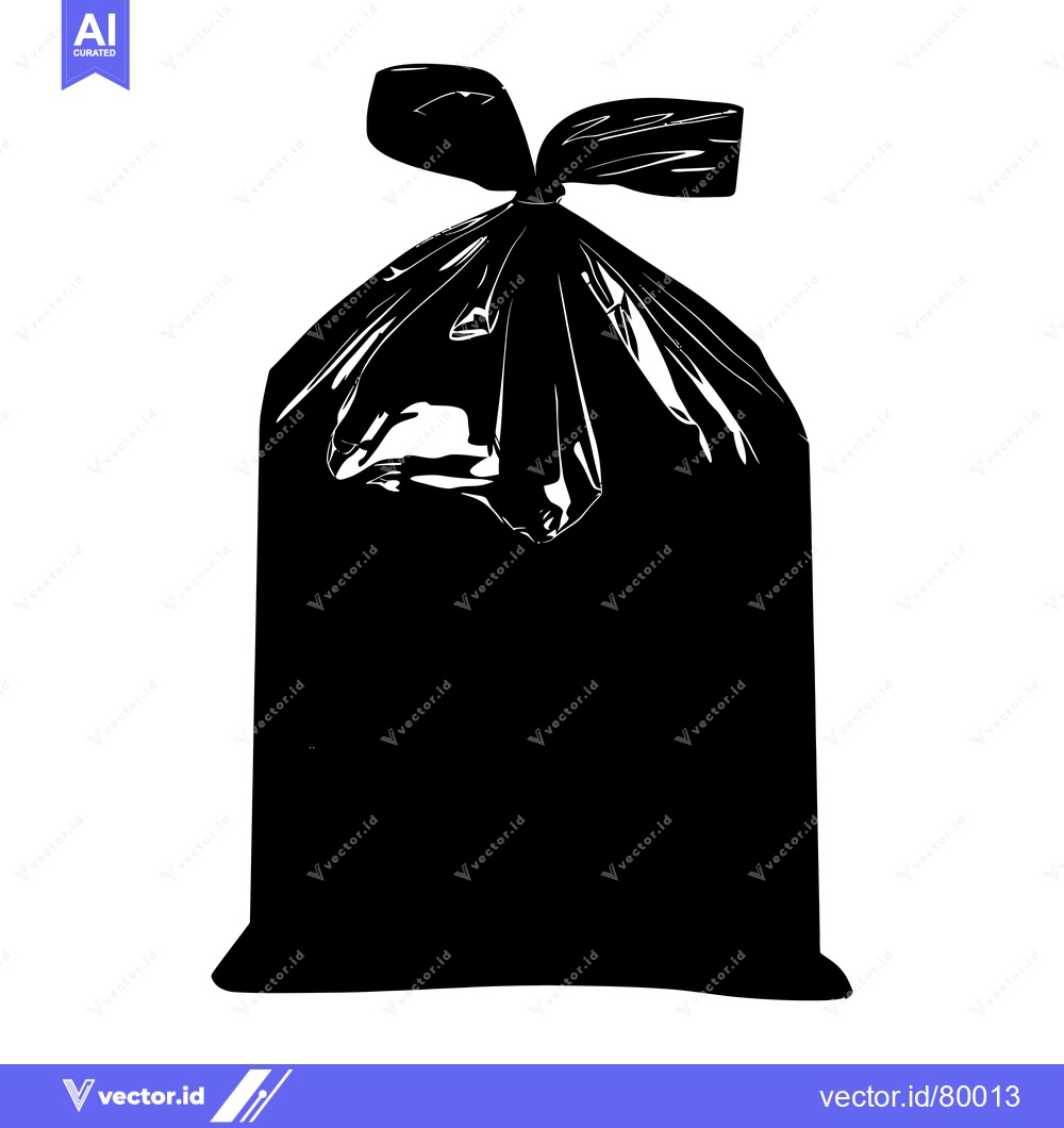 Premium Vector dari Black Trash Bag with Folded Top