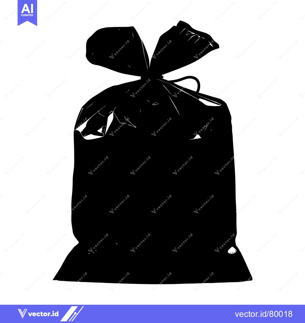 Premium Vector dari A Black Plastic Bag With A Single Knot At The Top