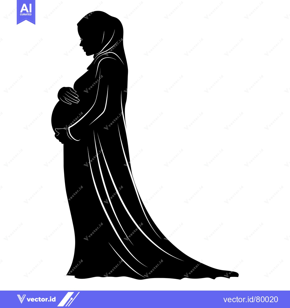 Premium Vector of Silhouette of a Pregnant Woman in a Hijab