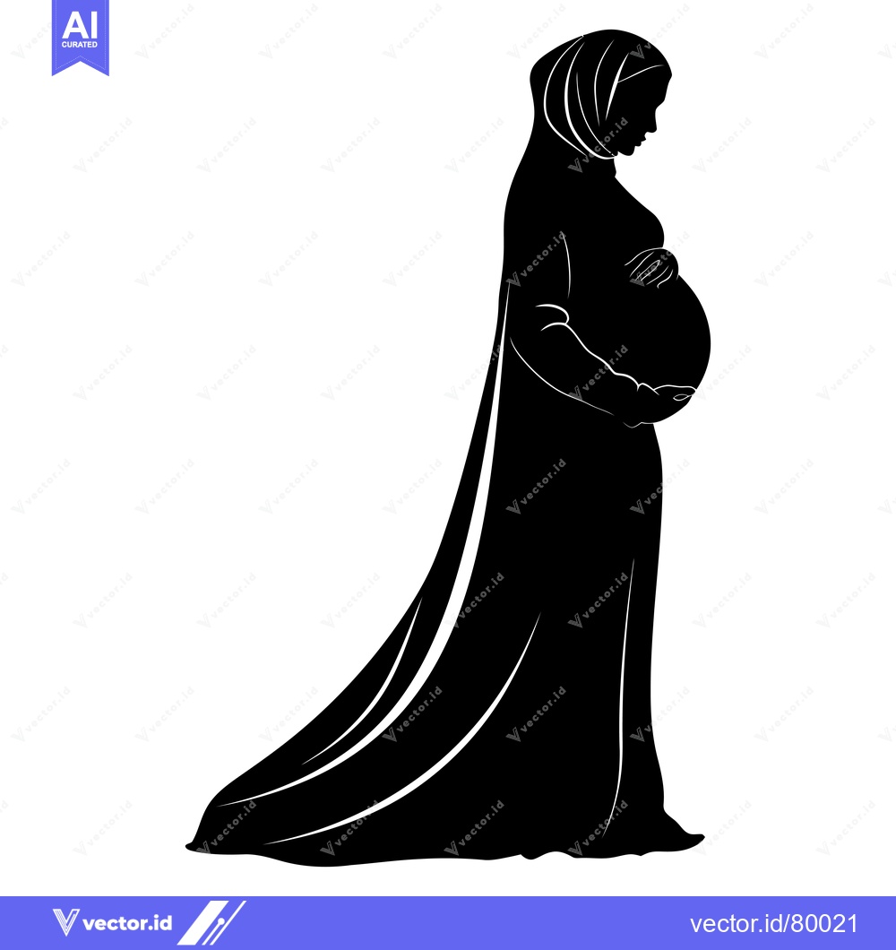 Premium Vector of Silhouette of a Pregnant Woman Wearing a Hijab