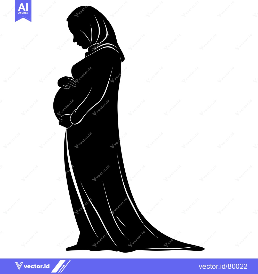 Premium Vector of Pregnant Woman in Hijab Silhouette