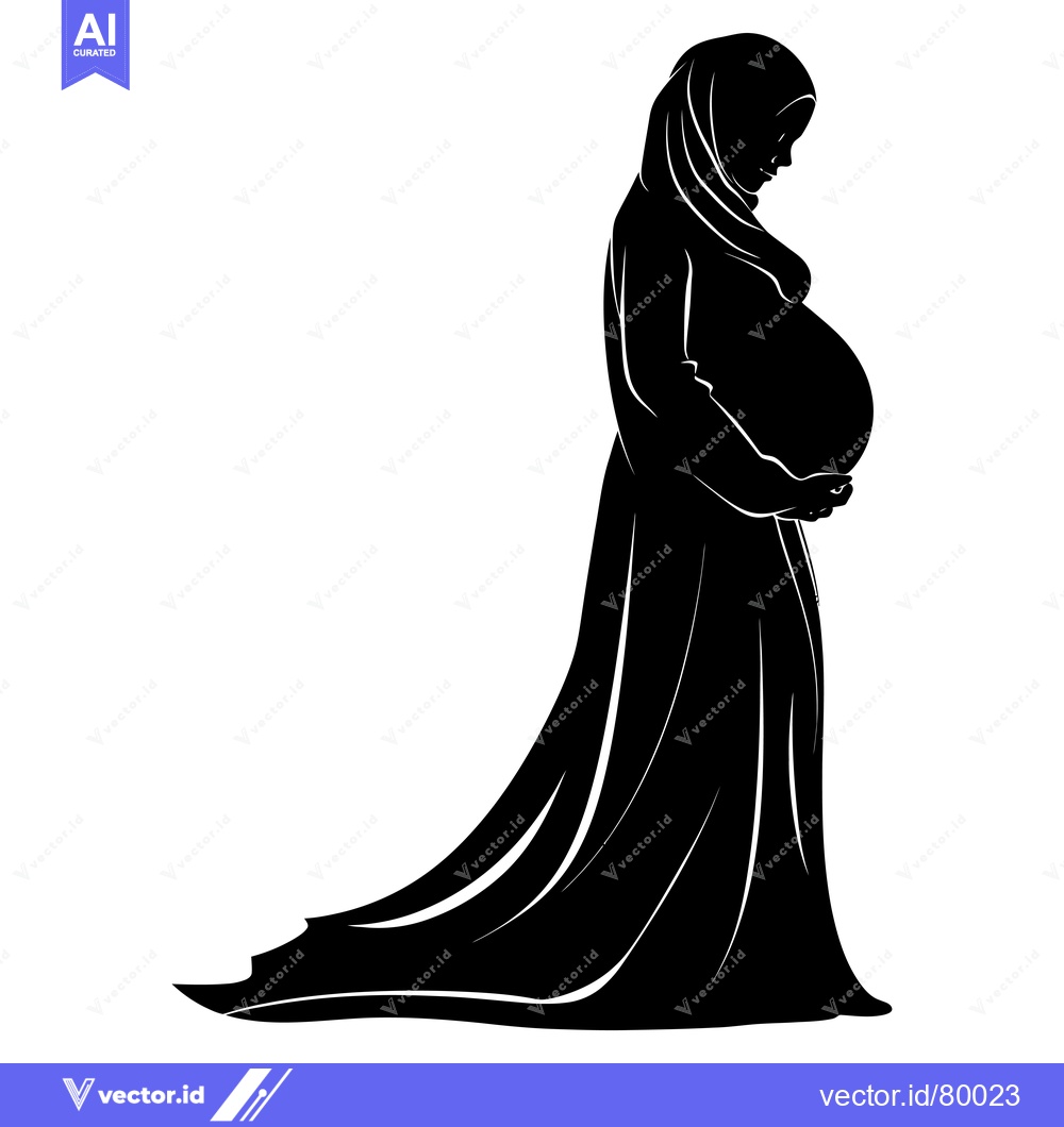 Premium Vector of Silhouette of a Pregnant Woman in a Hijab