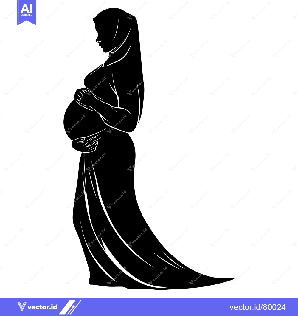 Premium Vector of Silhouette of a Pregnant Woman in a Hijab