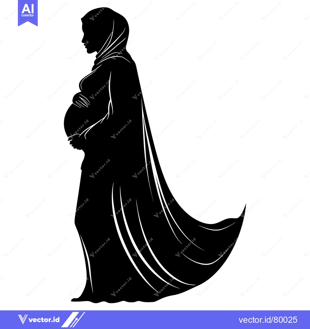 Premium Vector of Silhouette of a pregnant woman in a hijab