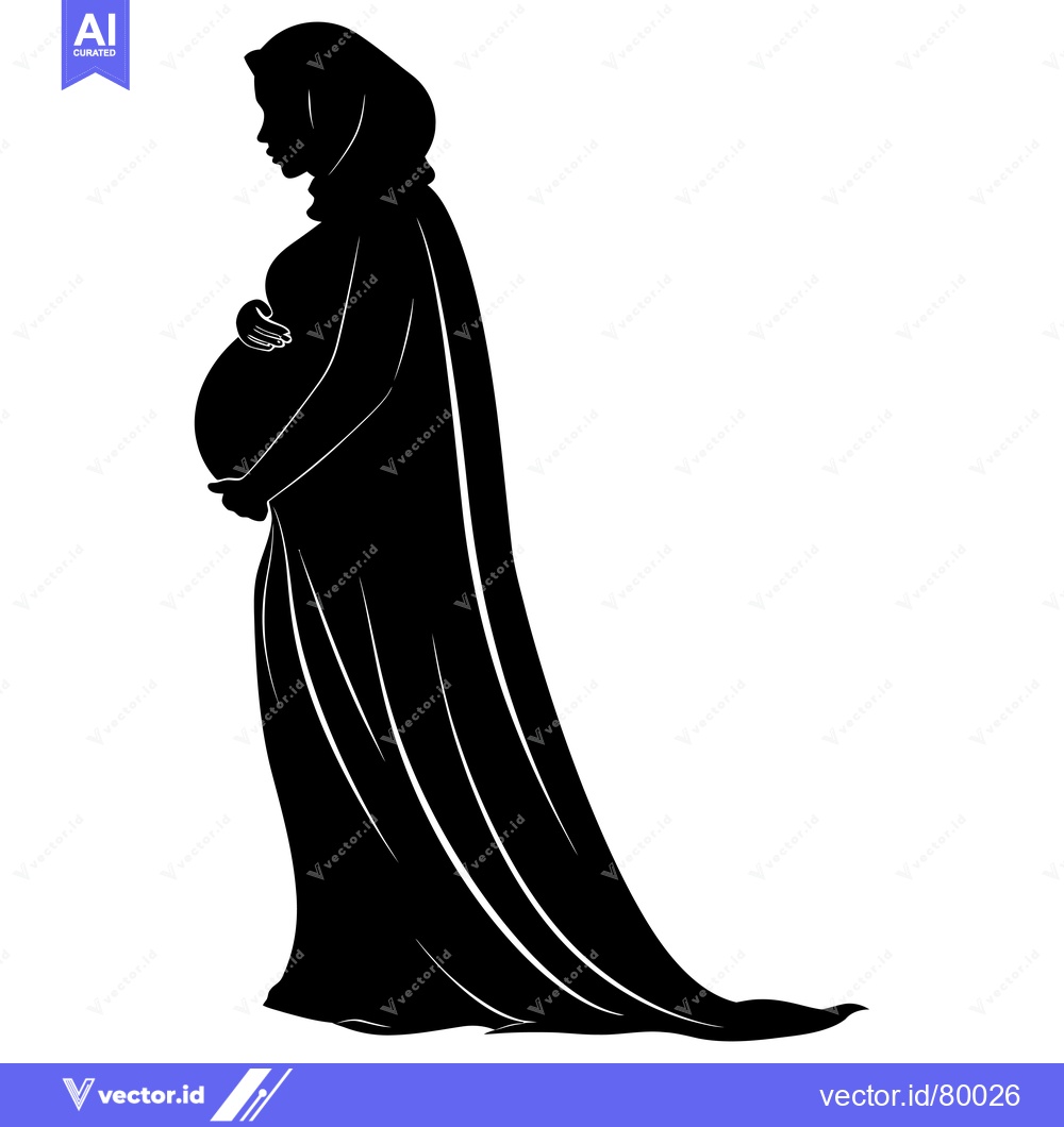 Premium Vector of Silhouette of a Pregnant Woman in a Long Dress