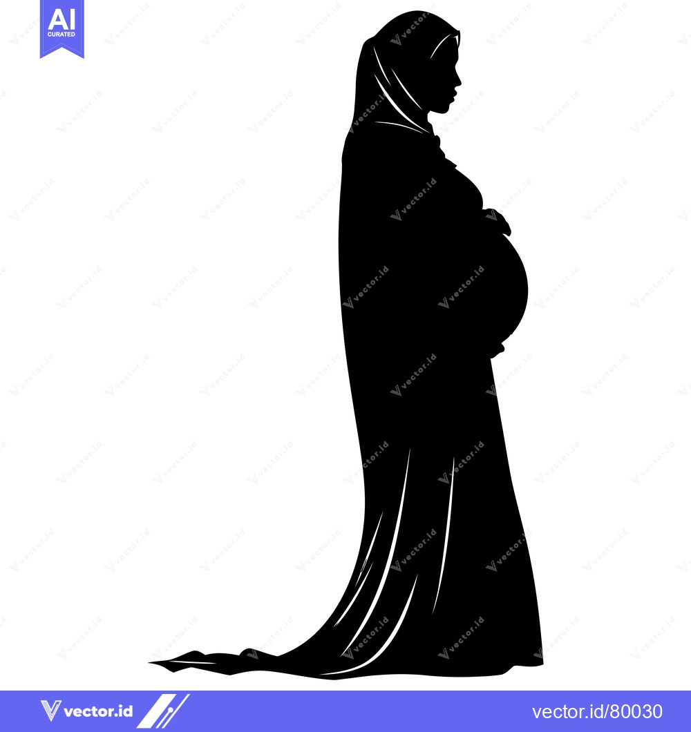 Premium Vector of Silhouette of a Pregnant Woman in a Hijab