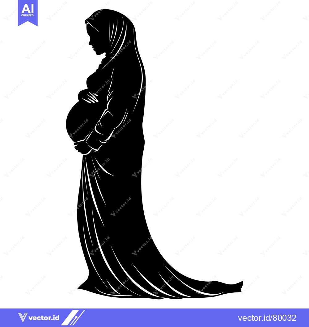 Premium Vector of Silhouette of a Pregnant Woman in a Hijab