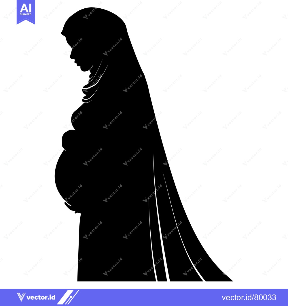 Premium Vector dari Silhouette of a Pregnant Woman in a Headscarf