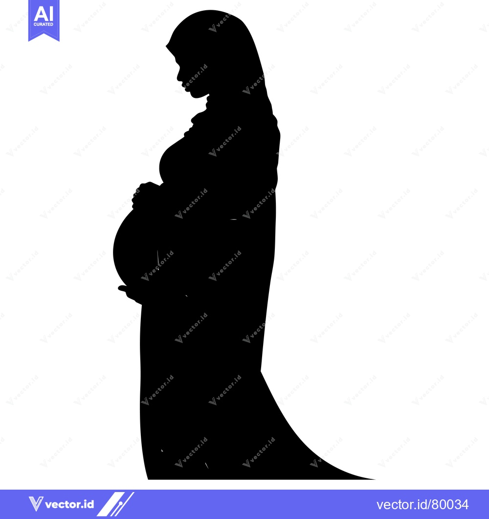 Premium Vector dari Silhouette of a Pregnant Woman Wearing a Hijab