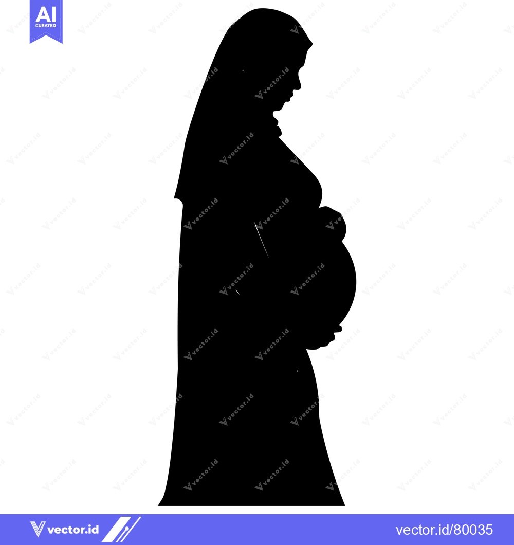 Premium Vector dari Silhouette of a Pregnant Woman Wearing a Headscarf
