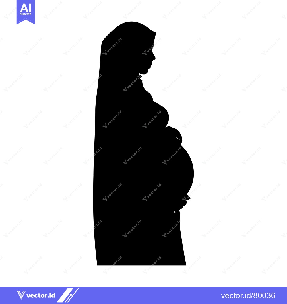 Premium Vector of Silhouette of a Pregnant Woman Wearing a Hijab