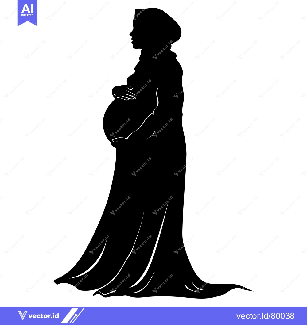 Premium Vector dari Silhouette of a Pregnant Woman in a Long Dress