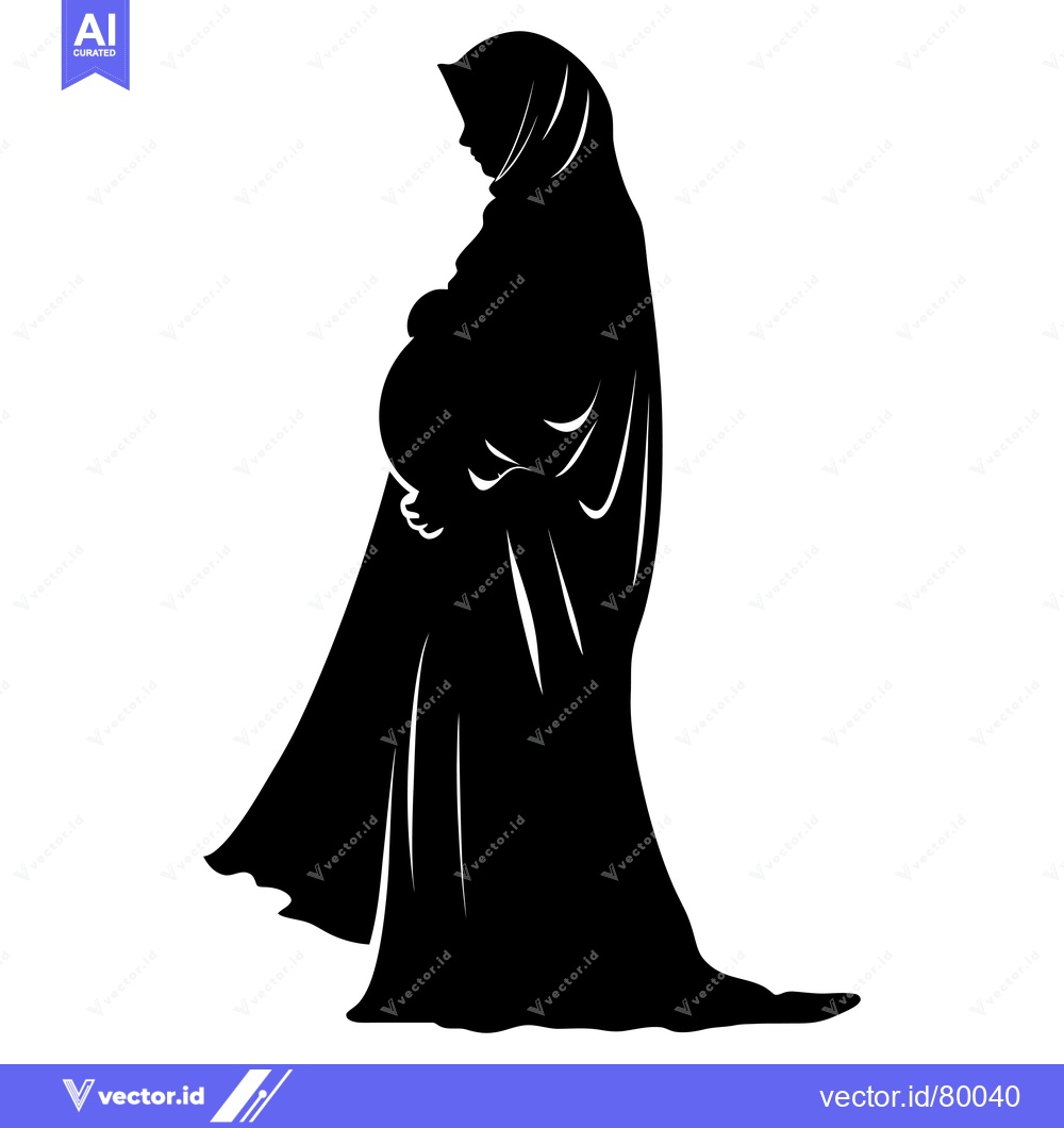 Premium Vector dari Silhouette of a Pregnant Woman in a Hijab