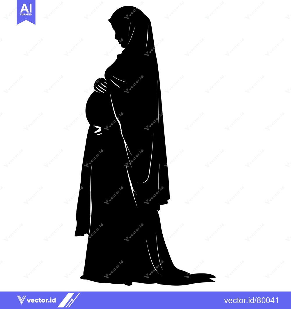Premium Vector of Silhouette of a Pregnant Woman in a Hijab