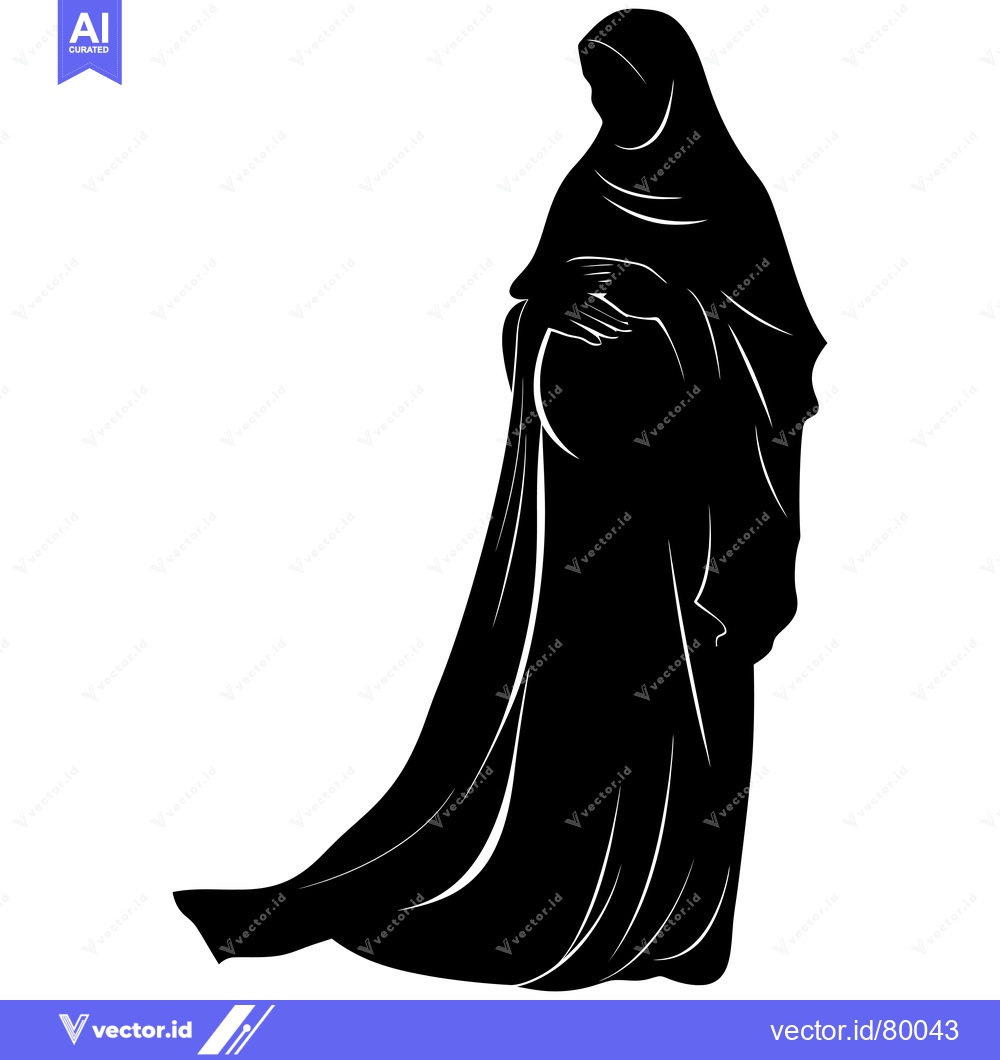 Premium Vector of Silhouette of a Pregnant Woman in a Hijab