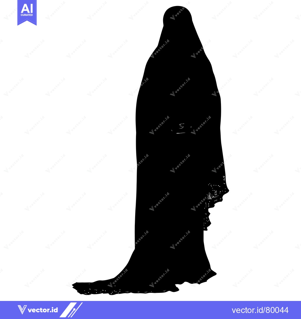 Premium Vector dari Silhouette of a Woman Wearing a Long, Flowing Dress and a Headscarf