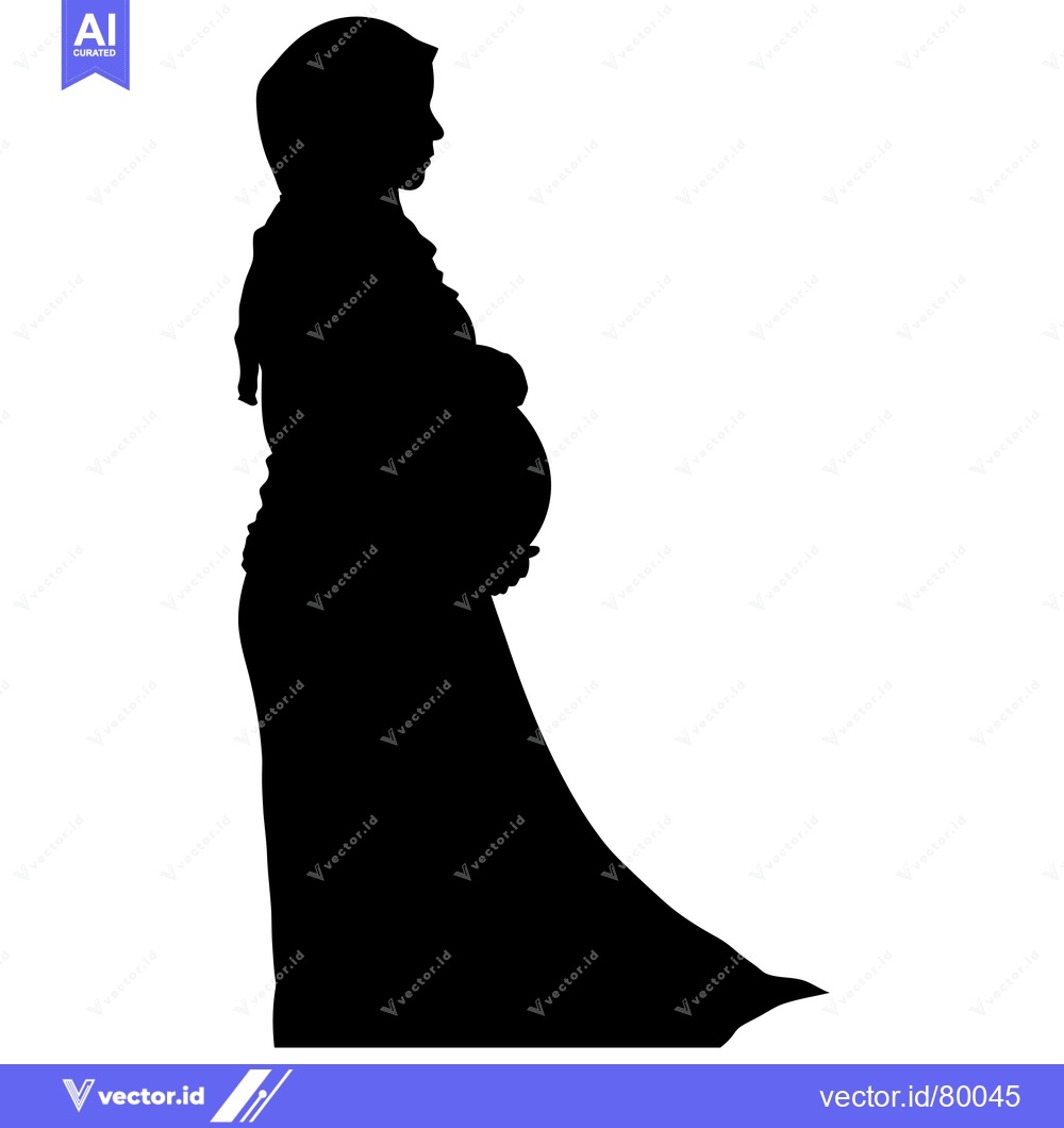 Premium Vector dari Silhouette of a Pregnant Woman Wearing a Headscarf