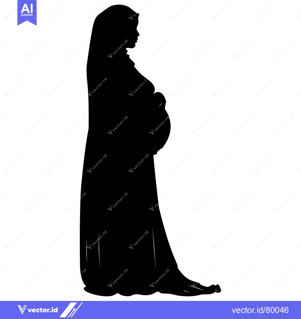 Premium Vector dari Silhouette of a Pregnant Woman in a Hijab