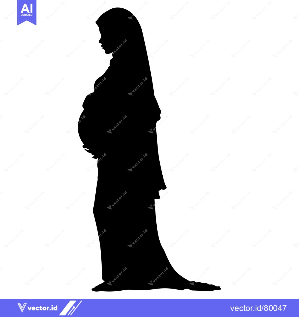 Premium Vector of Silhouette of a pregnant woman in a hijab