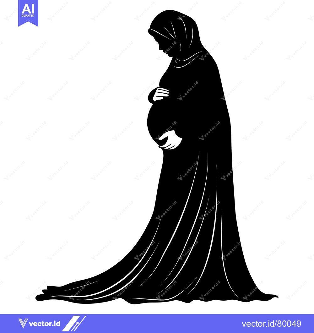 Premium Vector of Silhouette of a Pregnant Woman in a Hijab