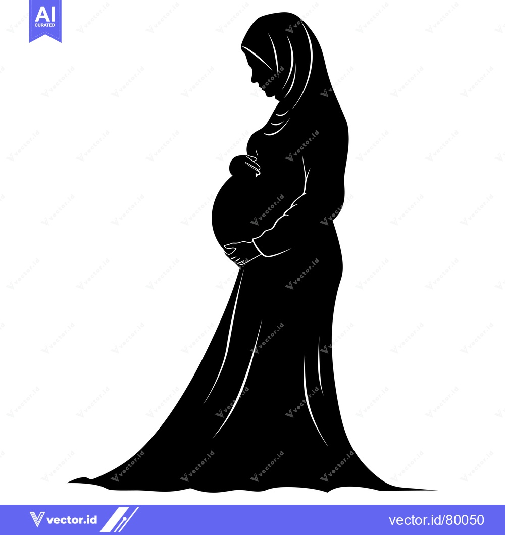 Premium Vector dari Silhouette of a Pregnant Woman Wearing a Hijab