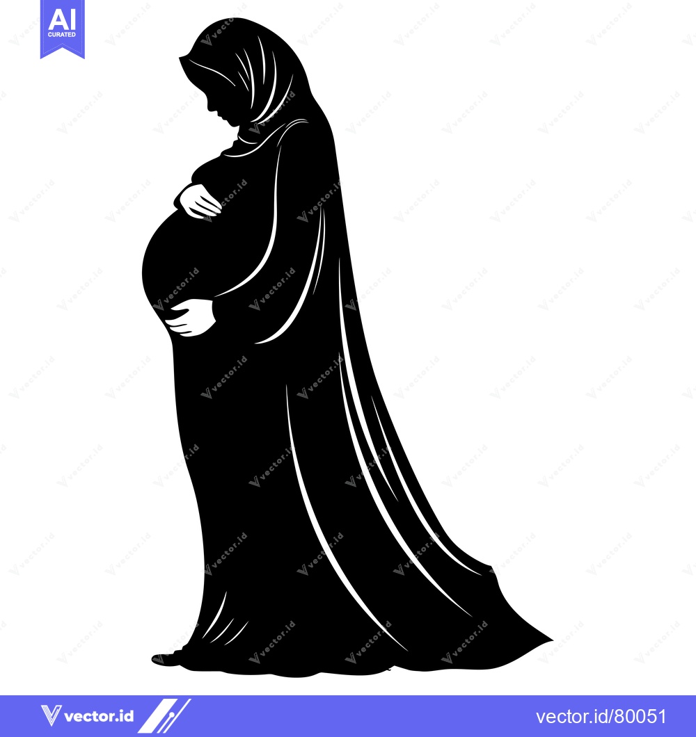 Premium Vector dari Silhouette of a Pregnant Woman in a Hijab