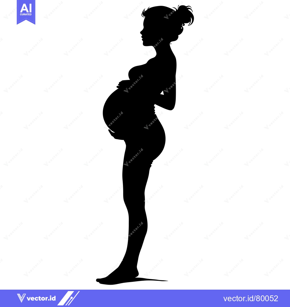 Premium Vector dari Silhouette of a Pregnant Woman Standing with Her Hands on Her Belly