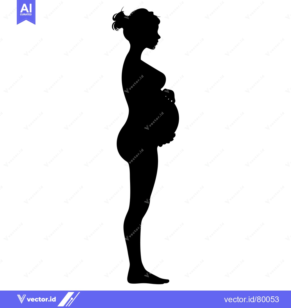 Premium Vector dari Silhouette of a Pregnant Woman Standing in Profile
