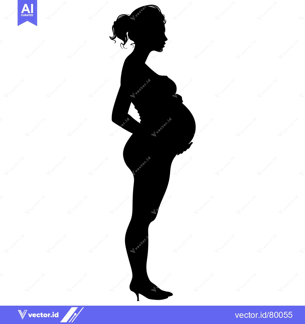 Premium Vector dari Silhouette of a Pregnant Woman Standing in Profile