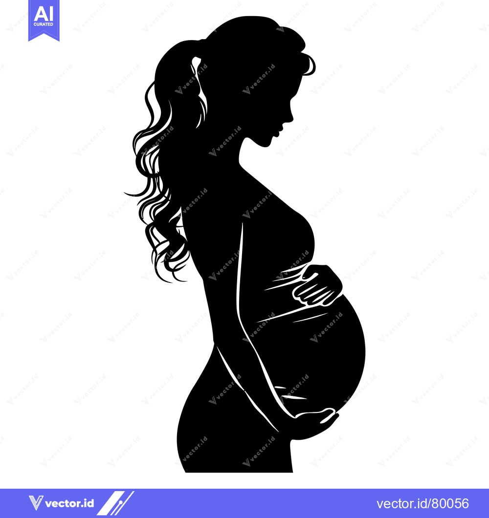 Premium Vector dari Silhouette of a Pregnant Woman with Her Hand on Her Belly