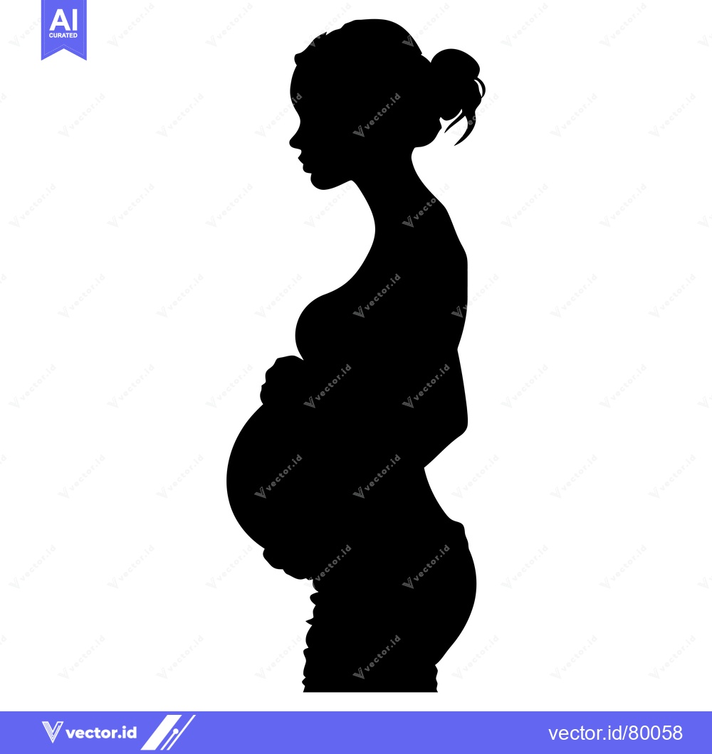 Premium Vector of Silhouette of a Pregnant Woman with Her Hand on Her Belly