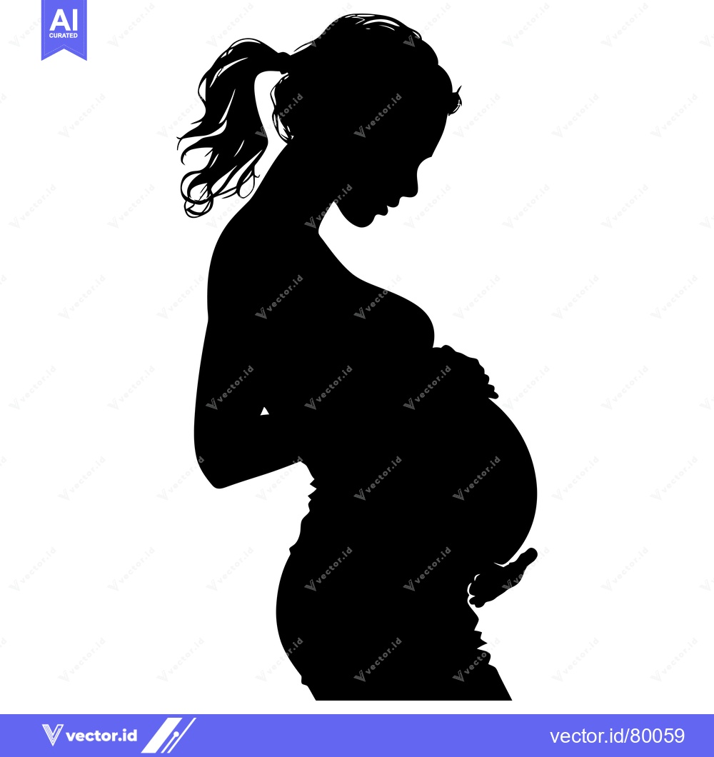 Premium Vector dari Silhouette of a Pregnant Woman with a Ponytail