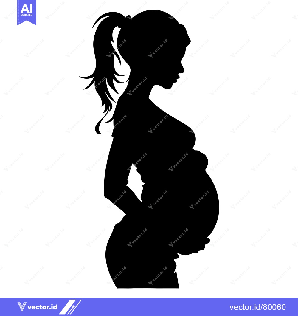Premium Vector dari Silhouette of a Pregnant Woman in Profile