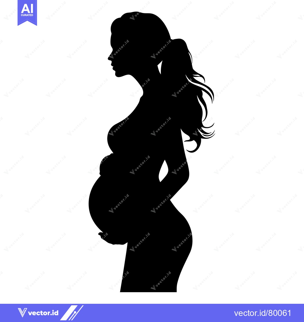 Premium Vector dari Silhouette of a Pregnant Woman with Long Hair in a Side Profile