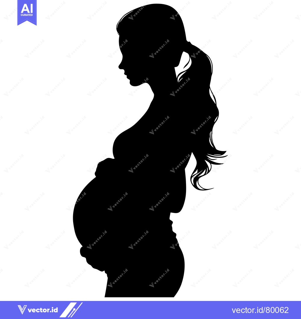 Premium Vector dari Silhouette of a Pregnant Woman with Long Hair