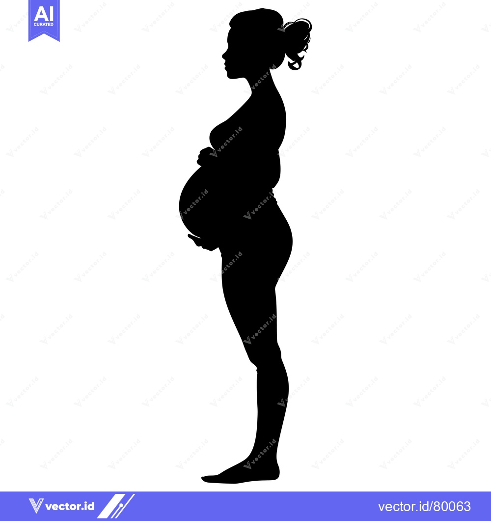 Premium Vector dari Silhouette of a Pregnant Woman Holding Her Belly