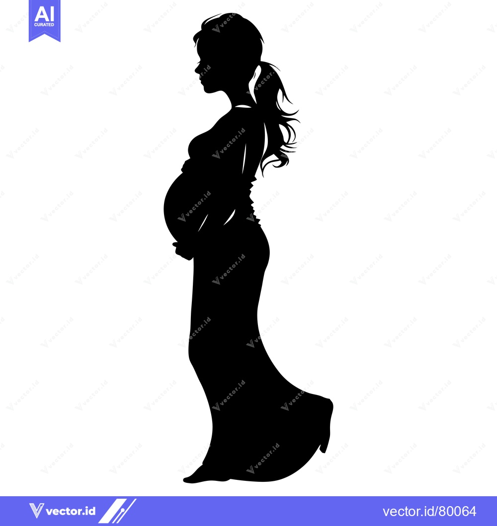 Premium Vector of Silhouette of a Pregnant Woman in a Long Dress