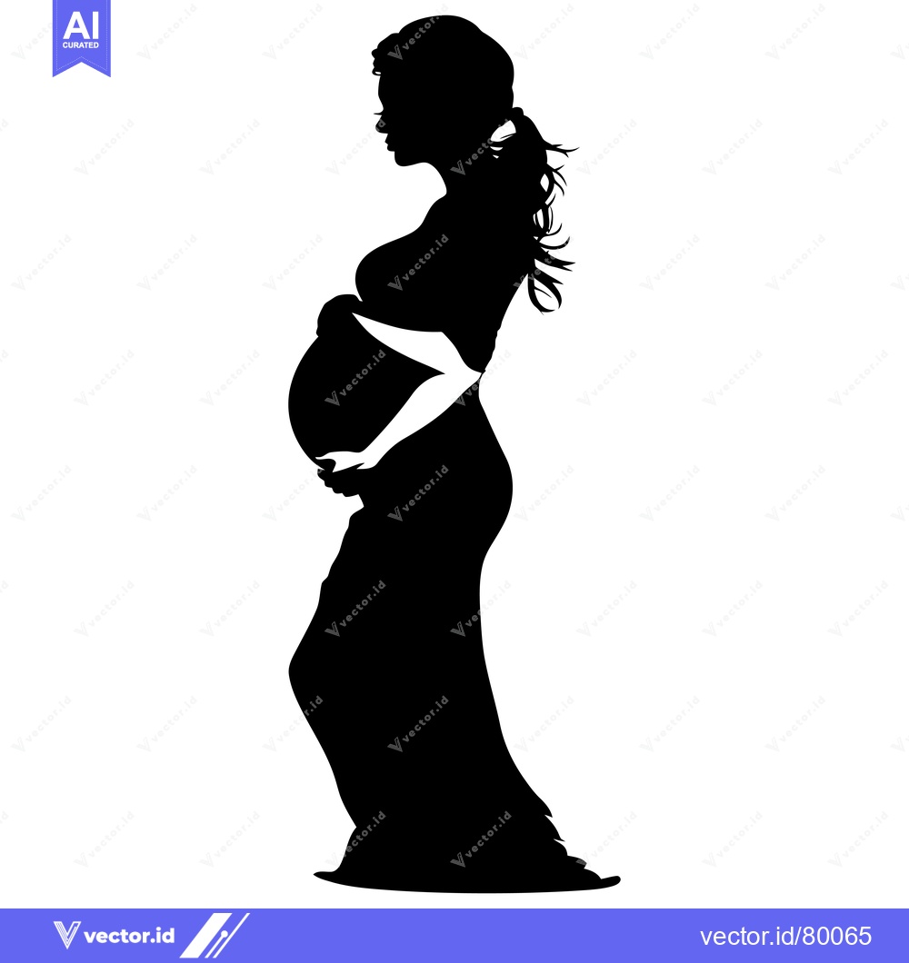 Premium Vector dari Silhouette of a Pregnant Woman in a Flowing Dress