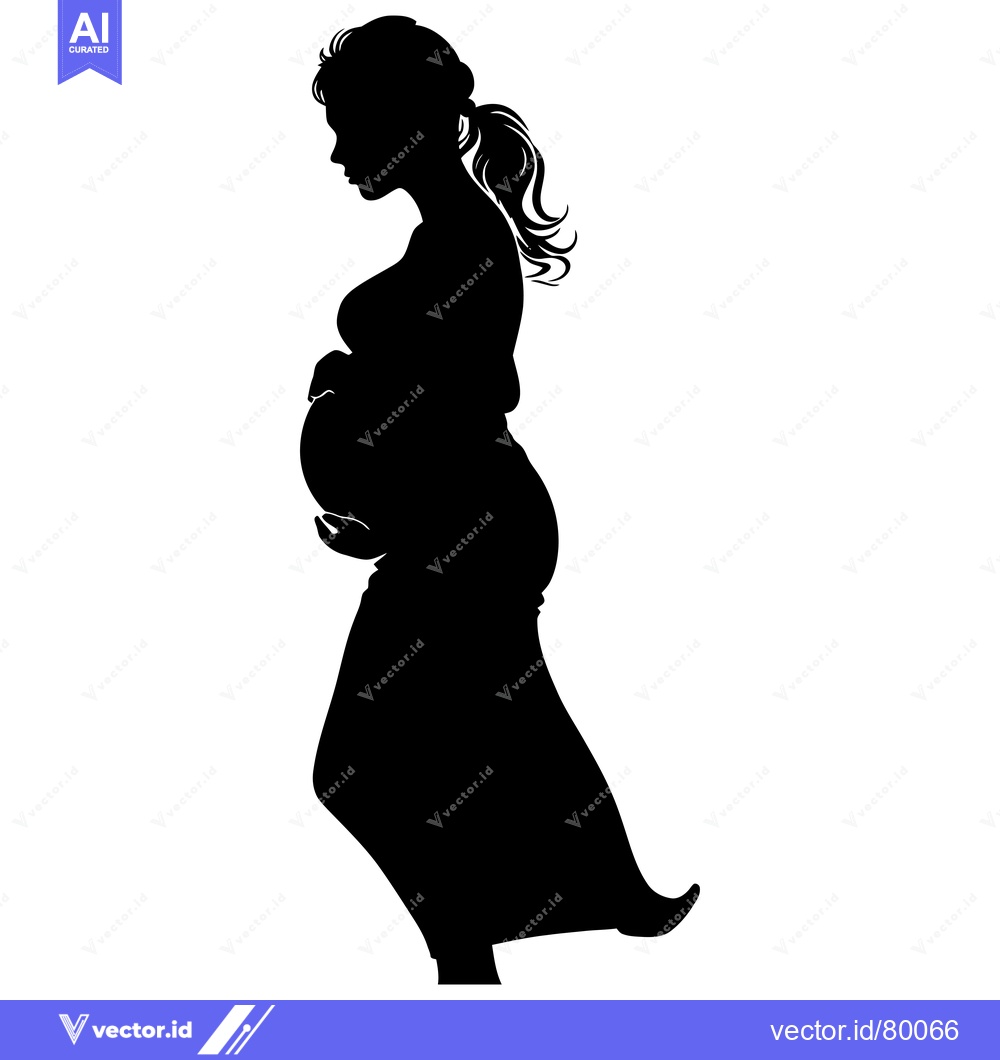 Premium Vector of Silhouette of a Pregnant Woman with a Hand on Her Belly
