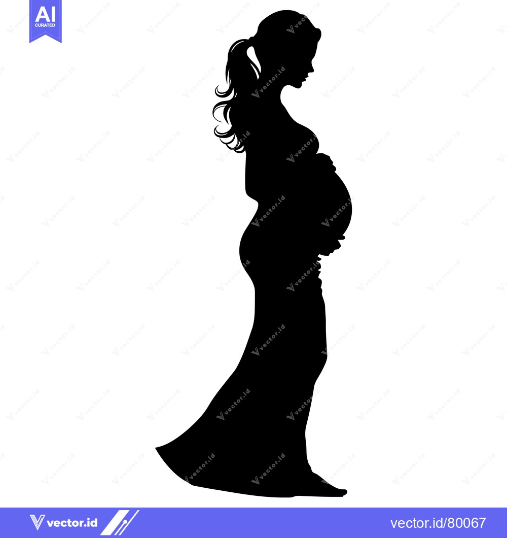 Premium Vector dari Silhouette of a Pregnant Woman in a Flowing Gown