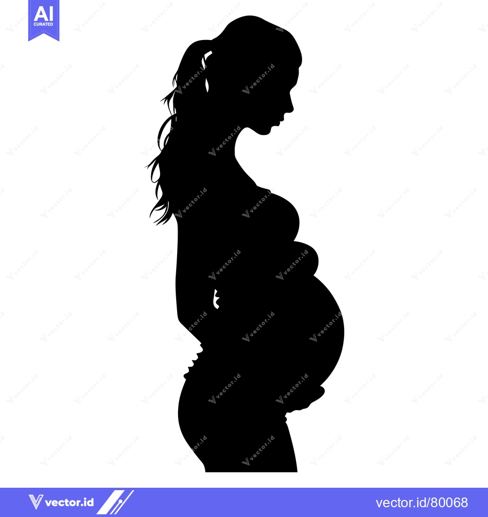 Premium Vector dari Silhouette of a Pregnant Woman Standing in Profile