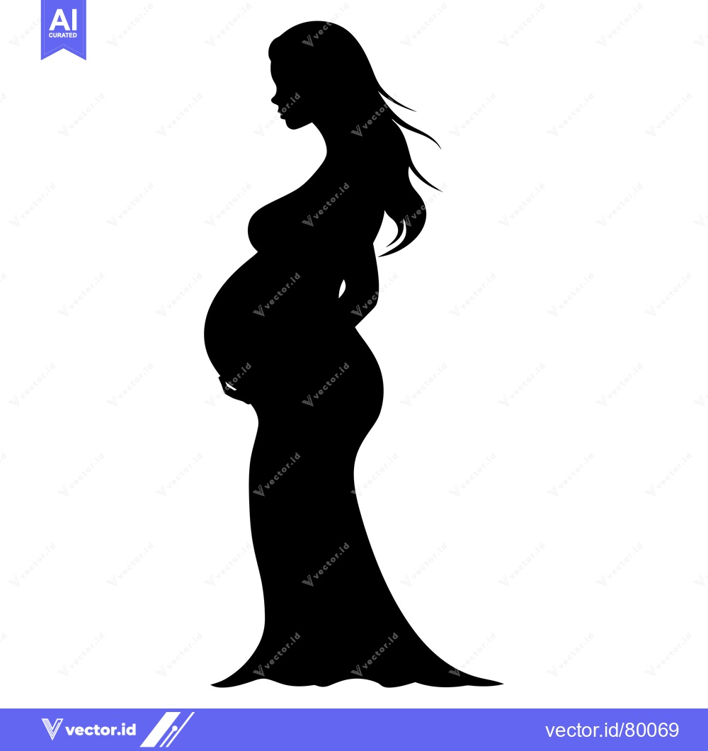 Premium Vector of Silhouette of a Pregnant Woman in a Long Dress