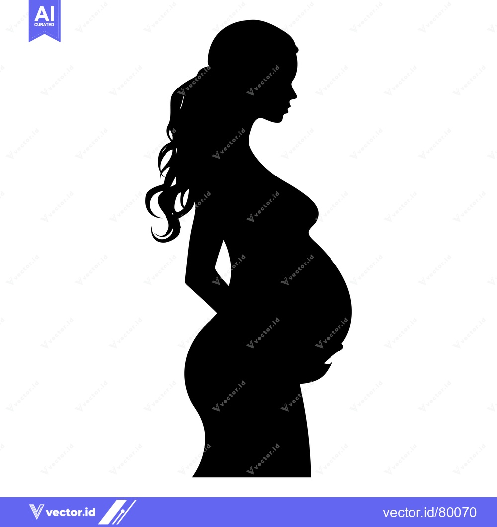 Premium Vector dari Silhouette of a Pregnant Woman with Long Hair