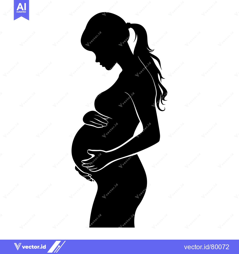 Premium Vector of Silhouette of a Pregnant Woman Holding Her Belly