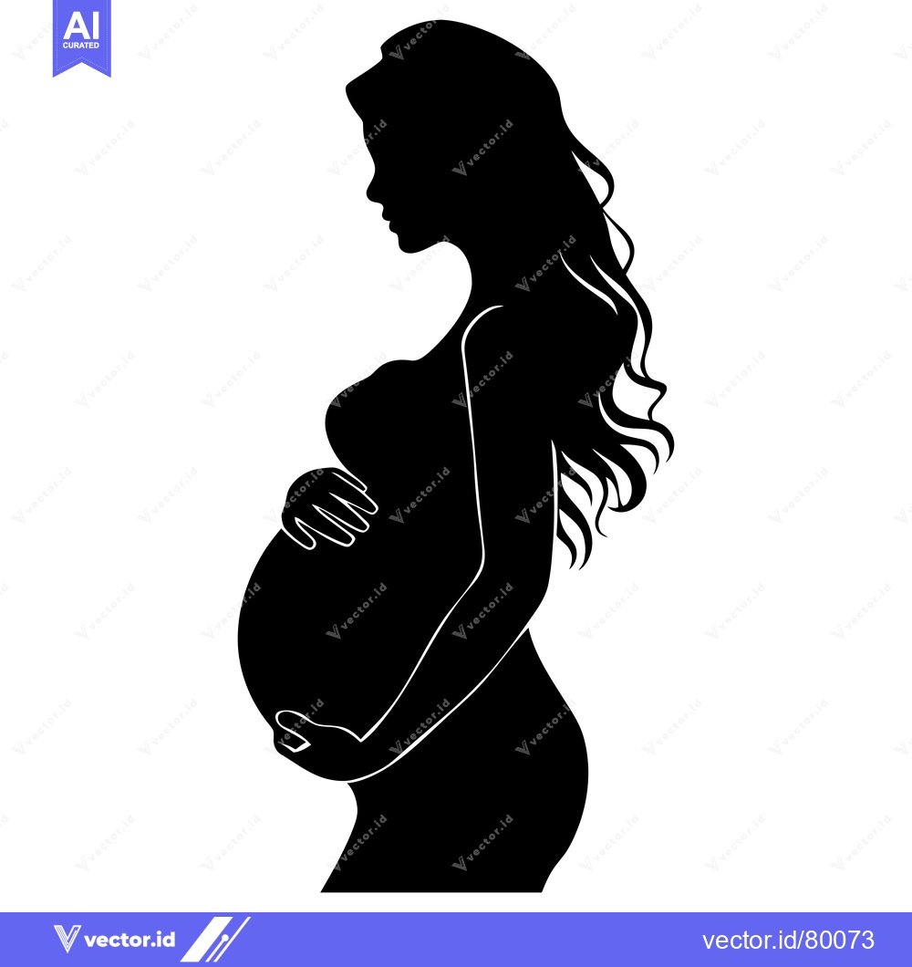 Premium Vector dari Silhouette of a Pregnant Woman with Long Hair