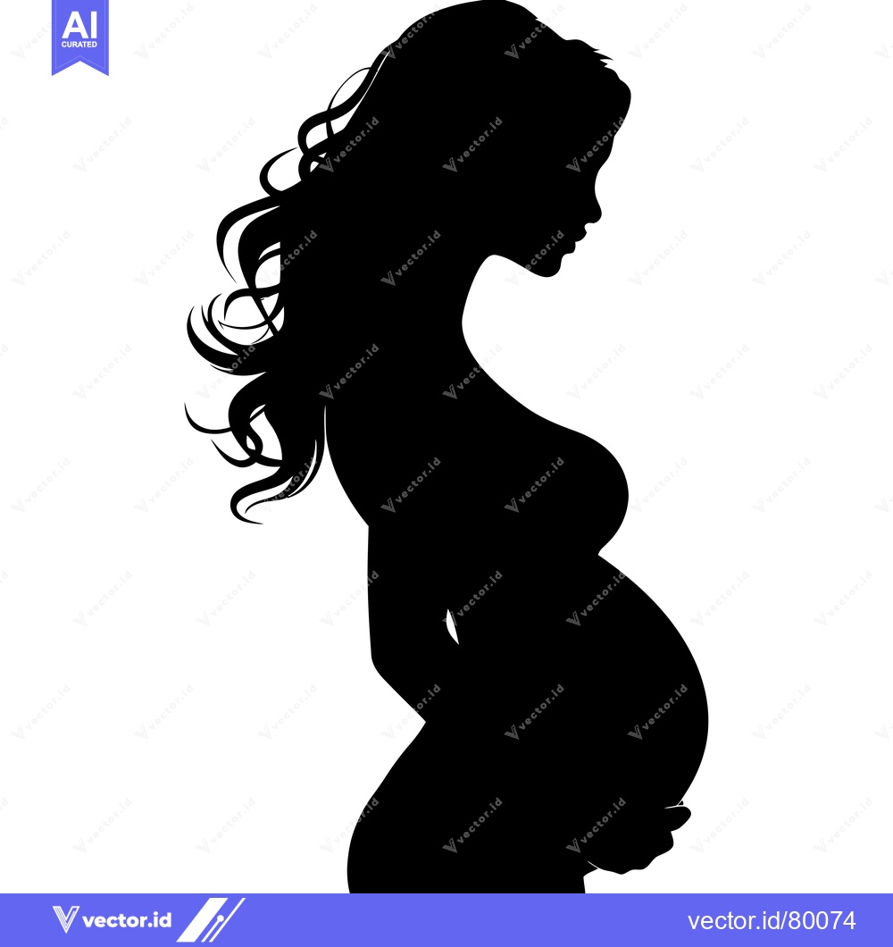 Premium Vector dari Silhouette of a Pregnant Woman Holding Her Belly