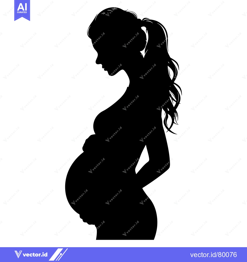 Premium Vector of Silhouette of a pregnant woman with a ponytail