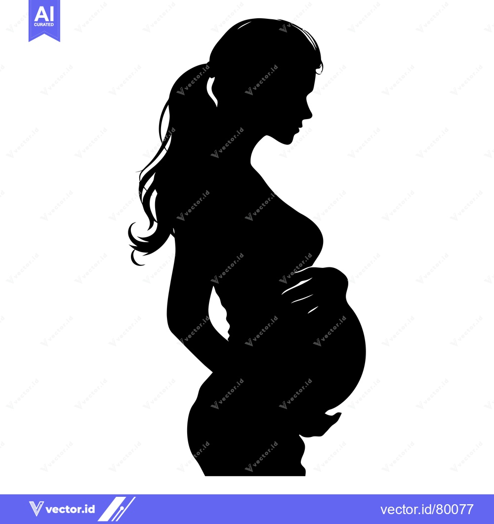 Premium Vector dari Silhouette of a Pregnant Woman Holding Her Belly