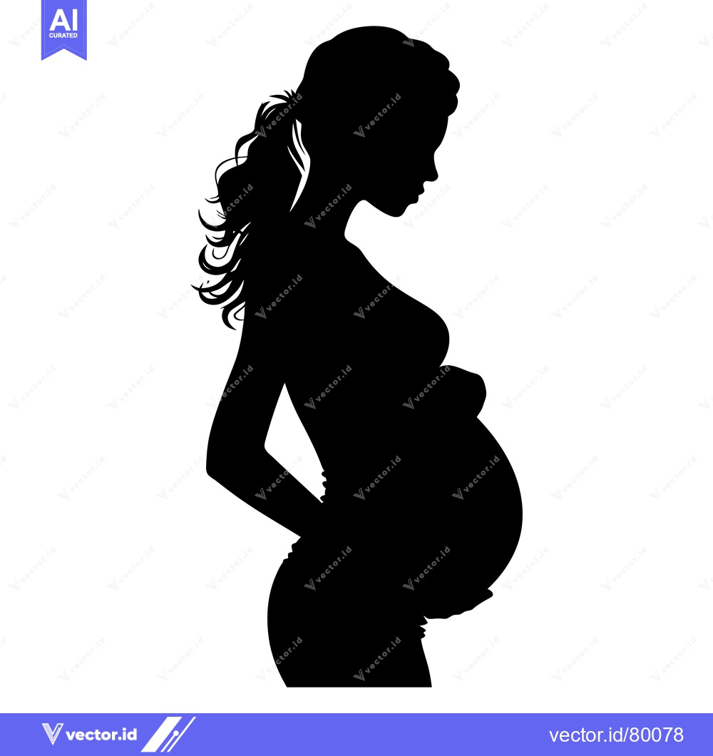 Premium Vector dari Silhouette of a Pregnant Woman with Hand on Belly